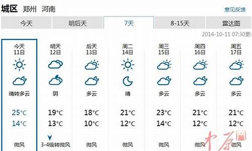 河南最近7天天气_中国天气预报15天